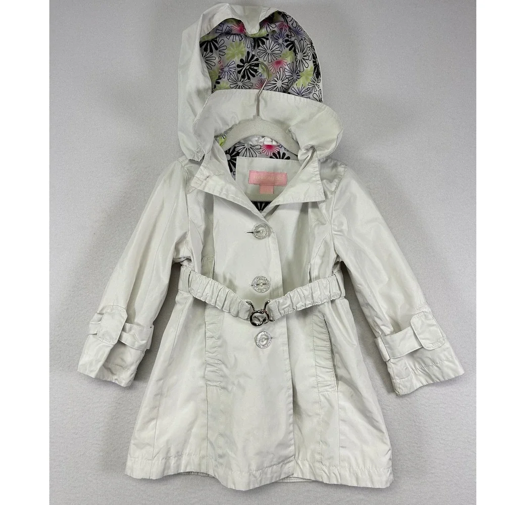 Classic Preppy London Fog Kids 3T‎ Floral Lined Belted Trench Coat L111799-BT